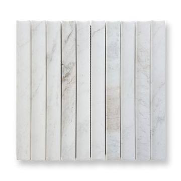 Tamarama Bianco Oro Marble Concave Flute Mosaic Tile