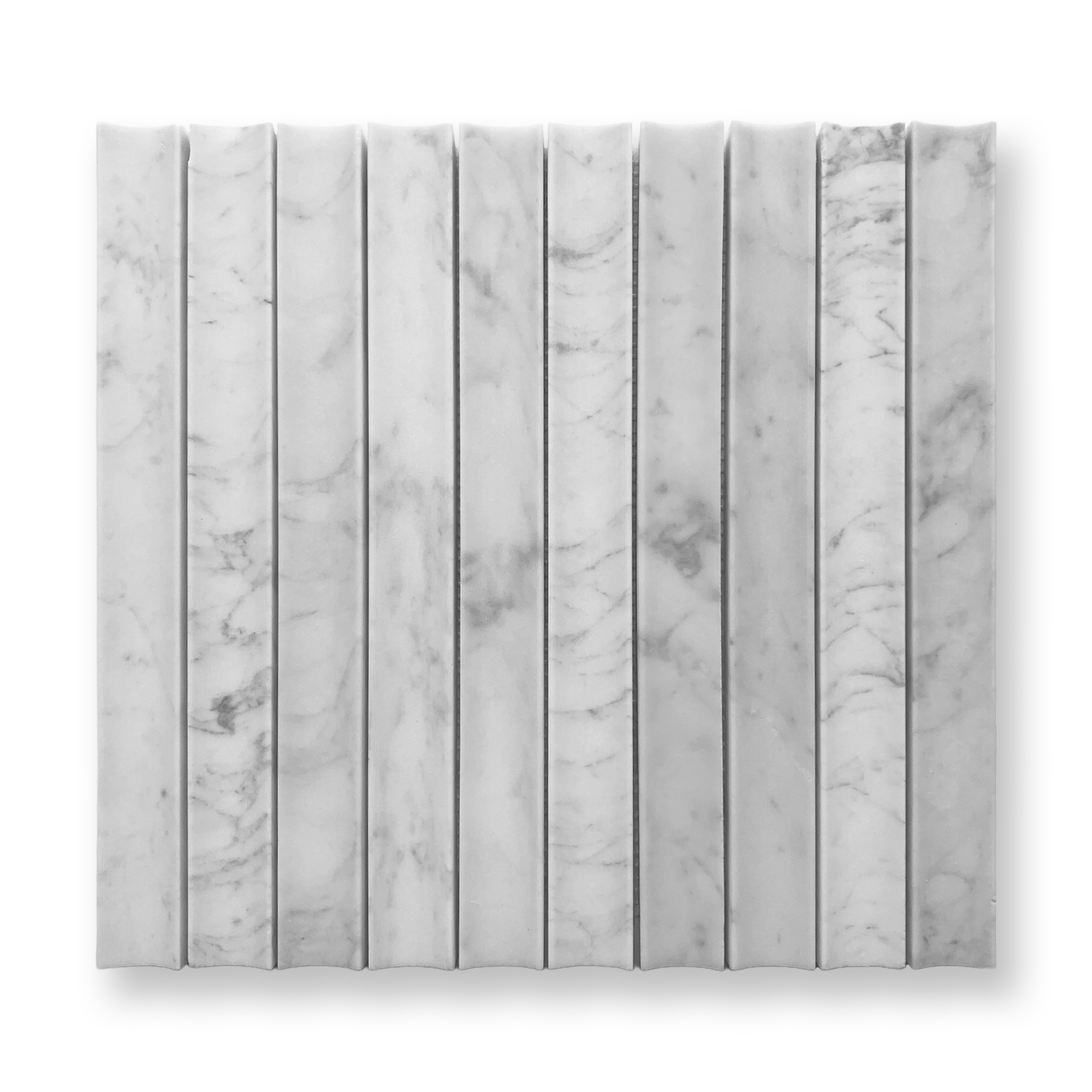 Tamarama Carrara Marble Concave Flute Mosaic Tile