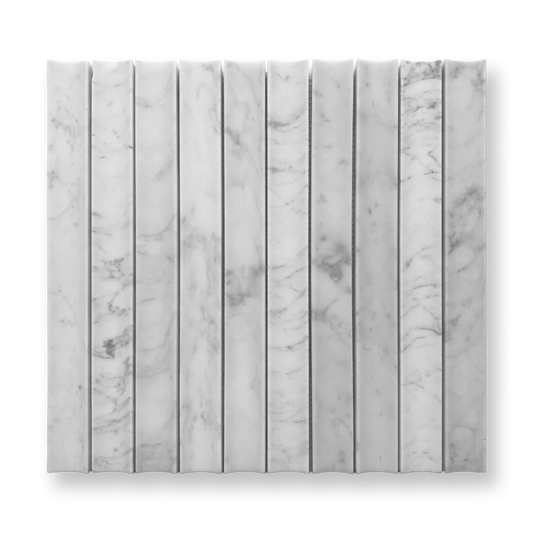 Tamarama Carrara Marble Concave Flute Mosaic Tile