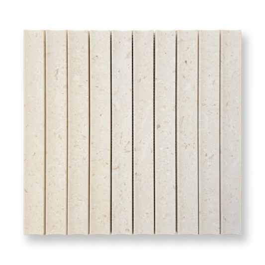 Tamarama Coquina Limestone Concave Flute Mosaic Tile