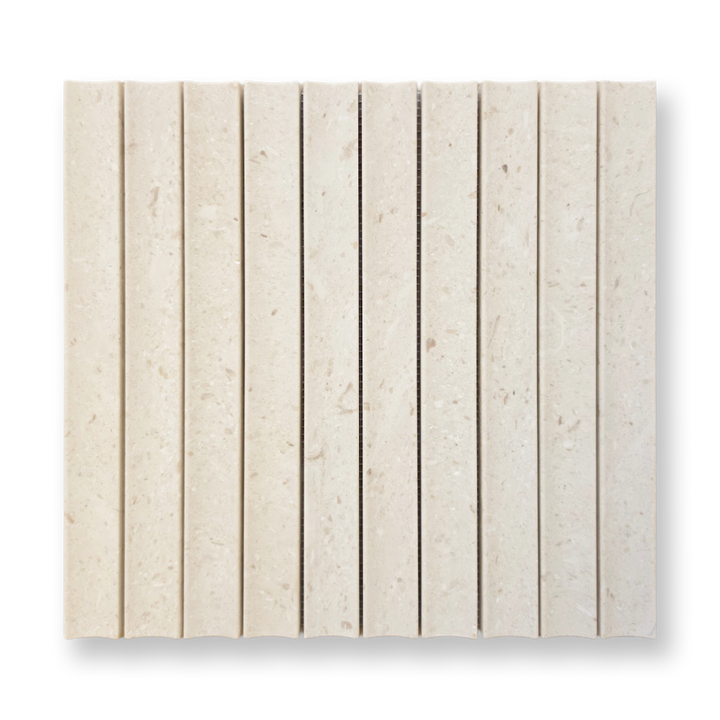 Tamarama Coquina Limestone Concave Flute Mosaic Tile