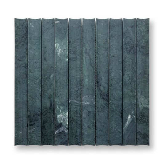 Tamarama Taj Green Natural Stone Concave Flute Mosaic Tile