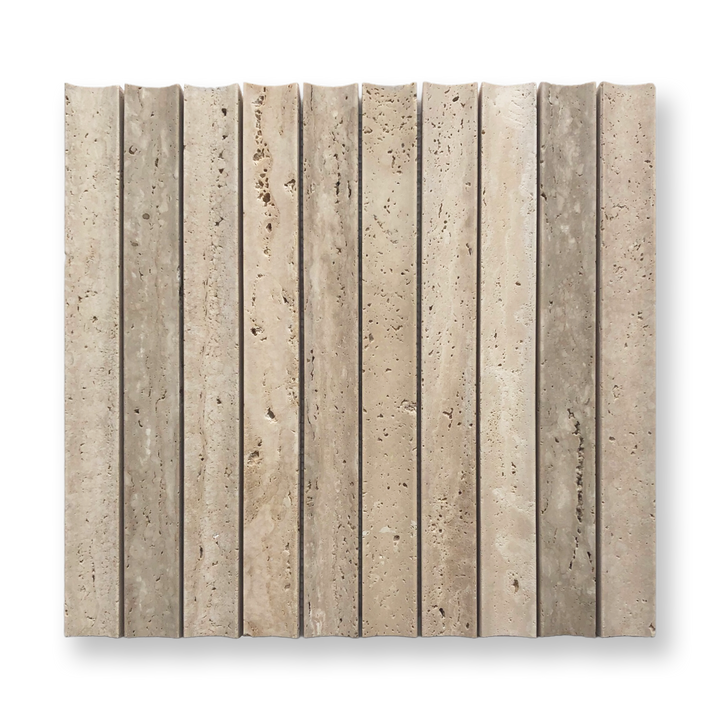 Tamarama Travertine Classic Natural Stone Concave Flute Mosaic Tile