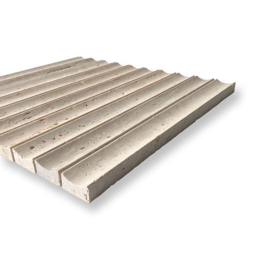Tamarama Travertine Classic Natural Stone Concave Flute Mosaic Tile