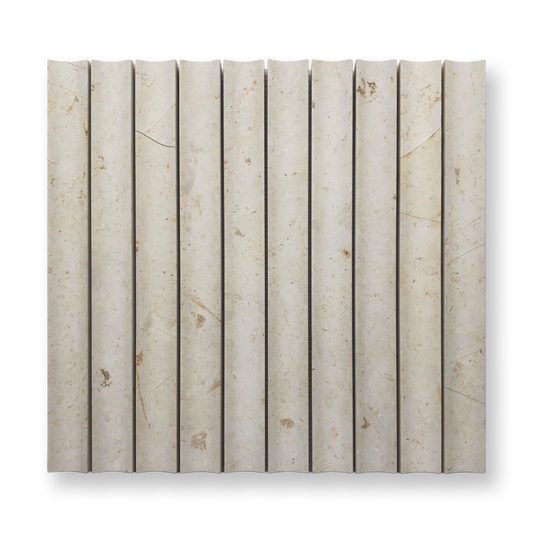 Tamarama Utica Limestone Concave Flute Mosaic Tile