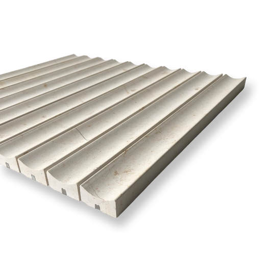 Tamarama Utica Limestone Concave Flute Mosaic Tile