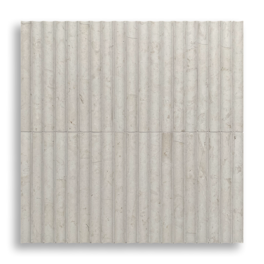 Tamarama Utica Limestone Concave Flute Mosaic Tile