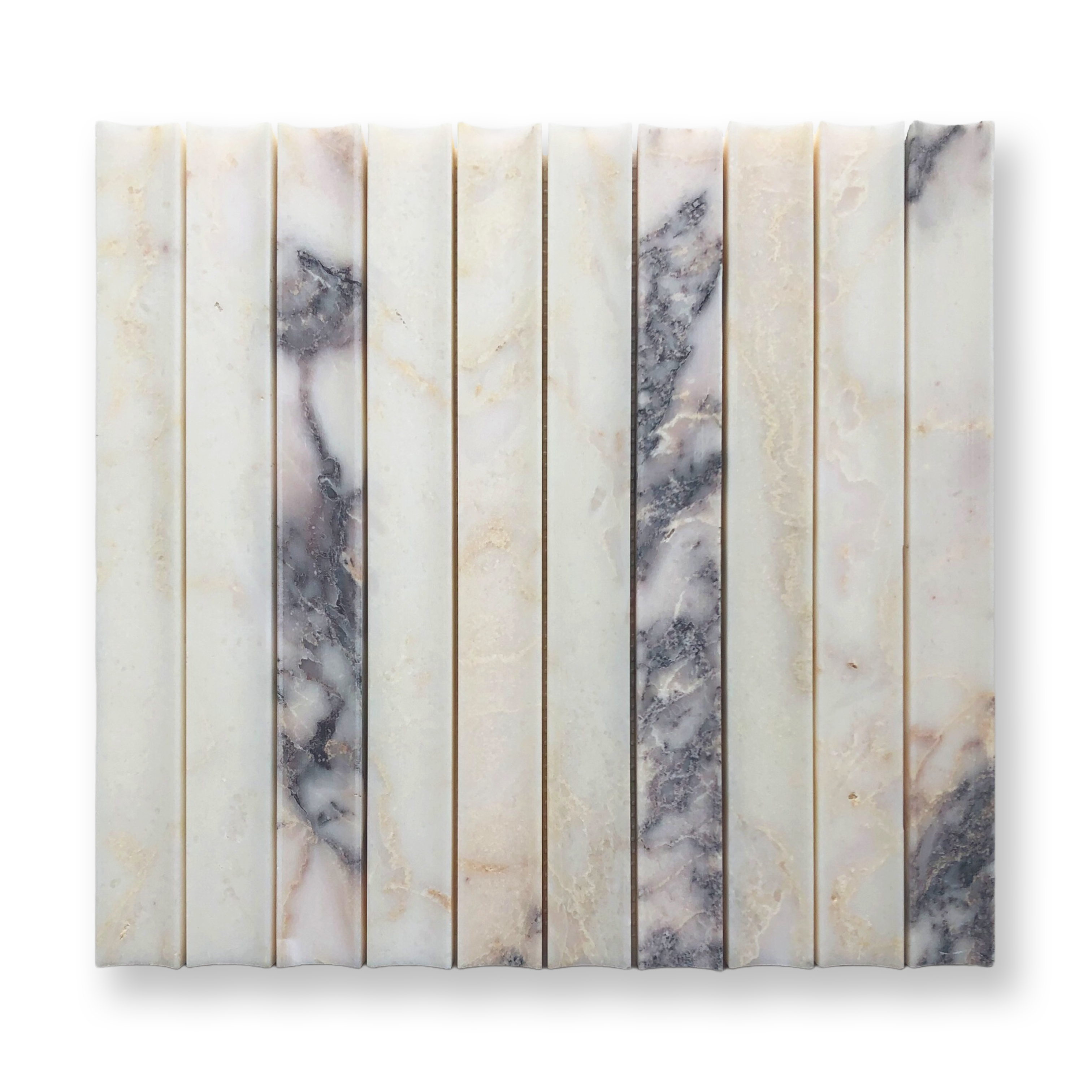 Tamarama Viola Oro Marble Concave Flute Mosaic Tile