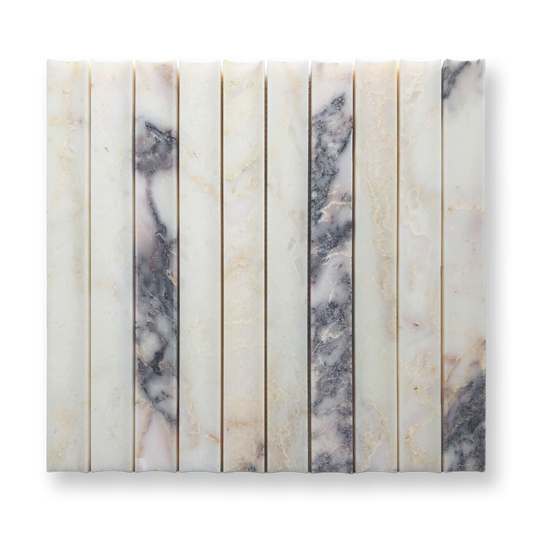 Tamarama Viola Oro Marble Concave Flute Mosaic Tile