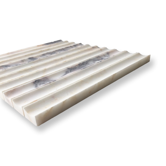 Tamarama Viola Oro Marble Concave Flute Mosaic Tile
