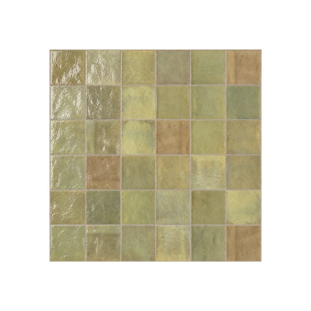 TANGIER ZELLIGE WARM GREEN MOROCCAN LOOK GLOSS TILE