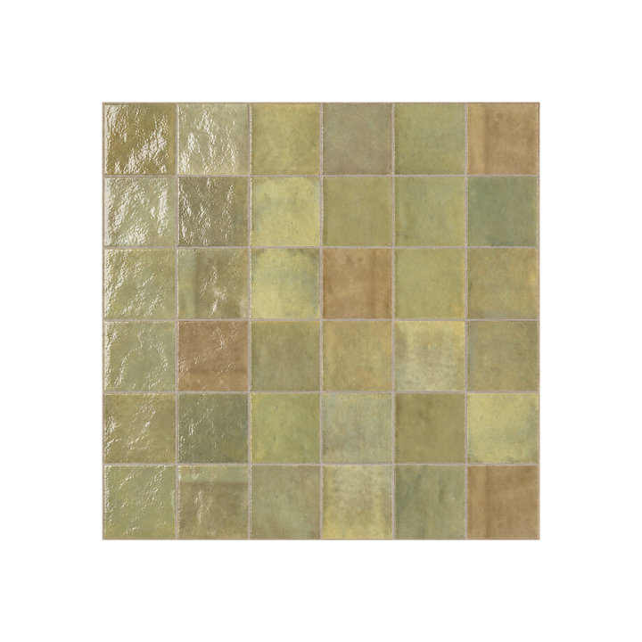 TANGIER ZELLIGE WARM GREEN MOROCCAN LOOK GLOSS TILE
