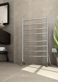 FS66E Straight Round Free Standing Polished Heated Towel Rail