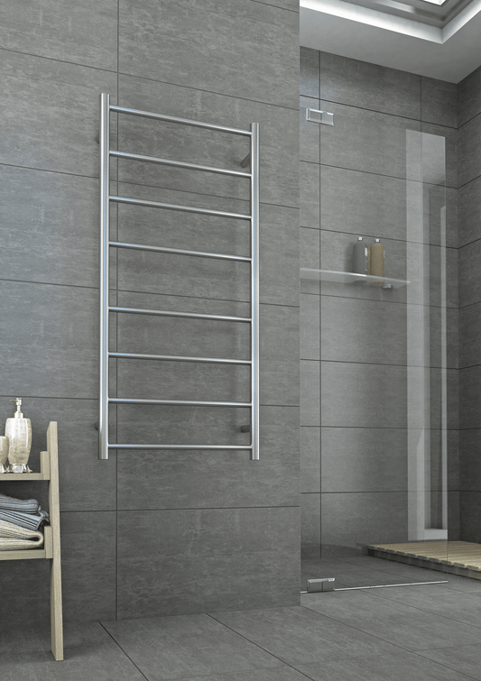 SRB27M Brushed Straight Round Ladder Heated Towel Rail