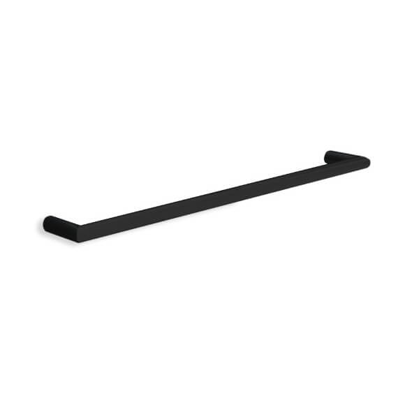 DSR8B Round Matt Black Single Bar Heated Towel Rail