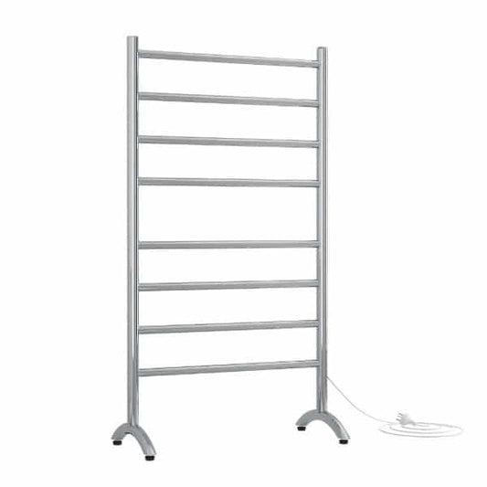 FS66E Straight Round Free Standing Polished Heated Towel Rail