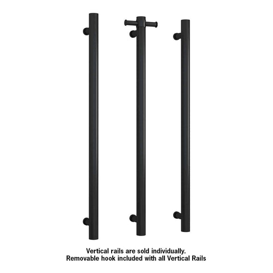 UVS900HB Matt Black Round Non-Heated Vertical Single Towel Rail
