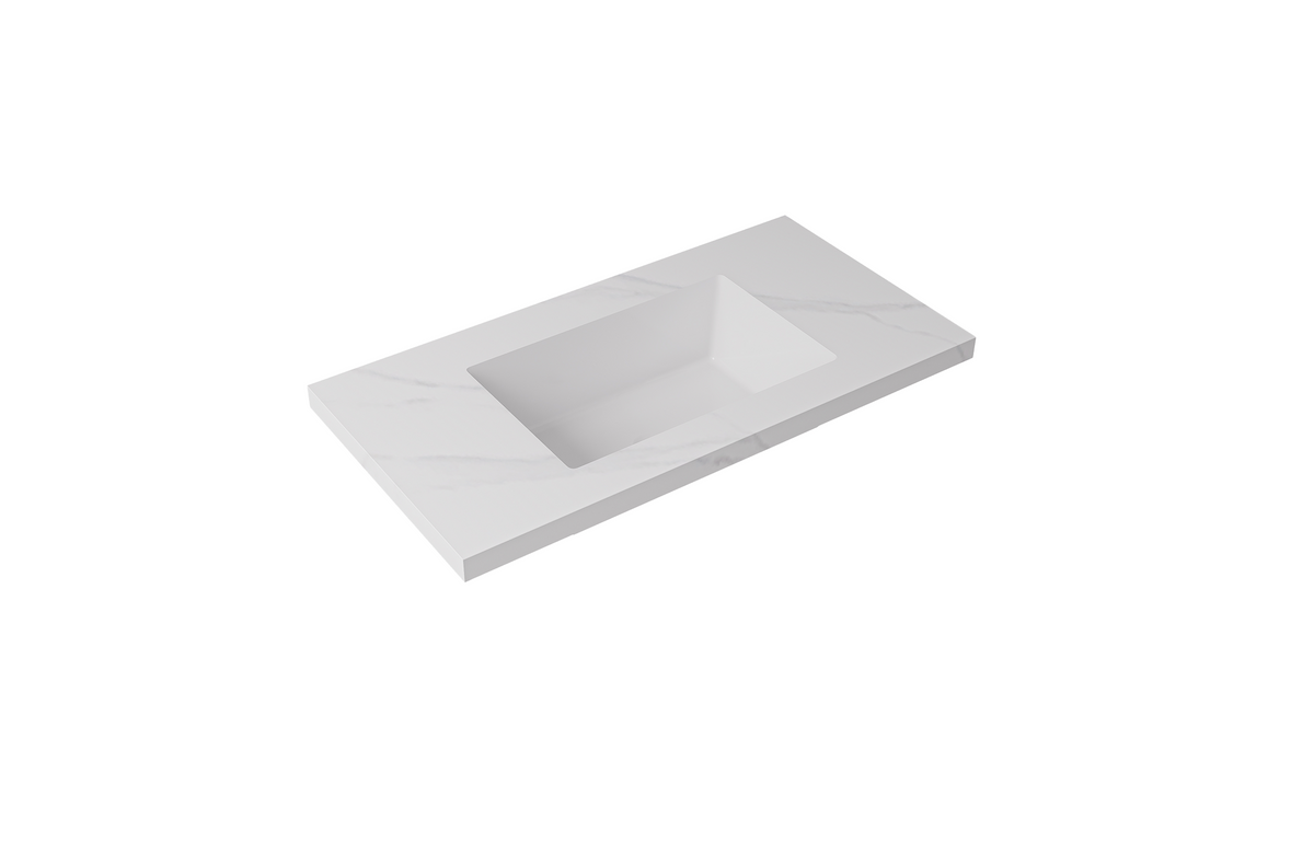 Carrara sintered stone seamless joined with fine ceramic basin LK-UCA