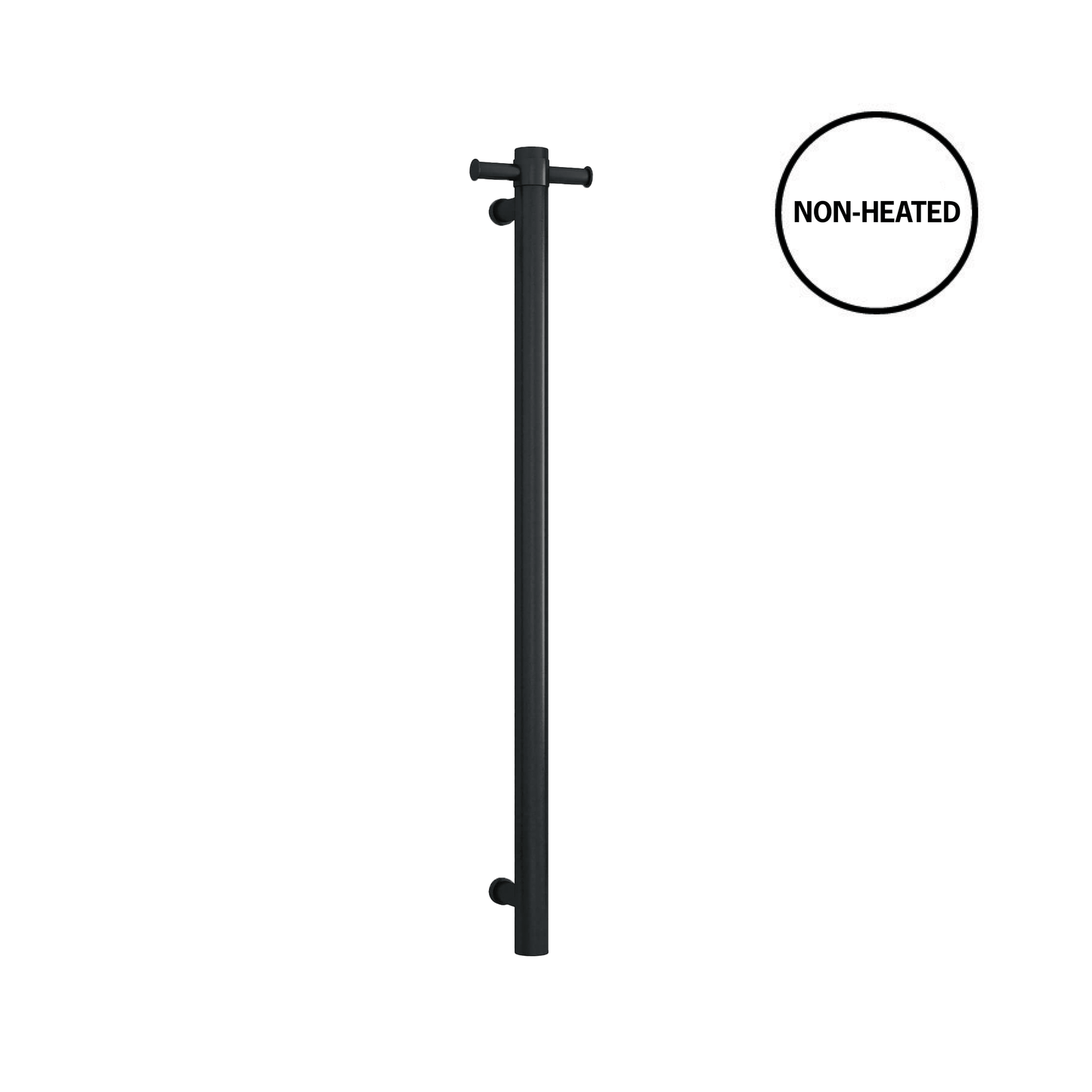 UVS900HB Matt Black Round Non-Heated Vertical Single Towel Rail