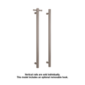 UVS900HBR Brushed Round Non-Heated Vertical Single Towel Rail