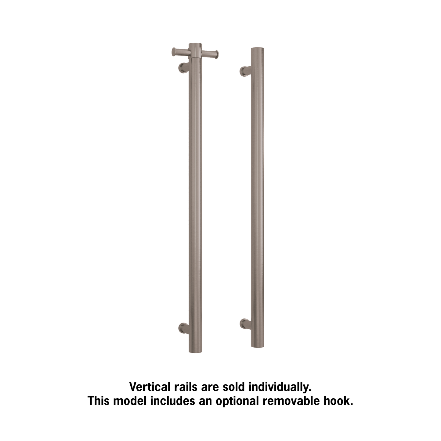 UVS900HBR Brushed Round Non-Heated Vertical Single Towel Rail