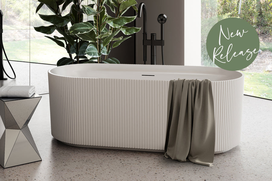 Viva 1500 / 1700 Fluted Freestanding Bath with Integrated Overflow — White Baths, Acrylic Baths, Oval Baths