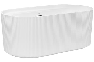 Viva 1500 / 1700 Fluted Freestanding Bath with Integrated Overflow — White Baths, Acrylic Baths, Oval Baths