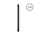 VP900B Matt Black Flat Pill 12V Vertical Single Heated Towel Rail