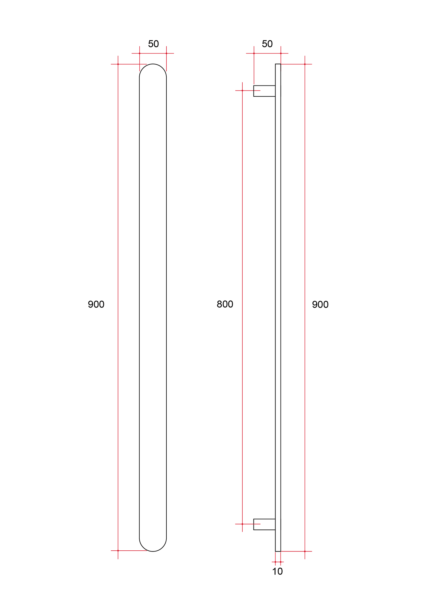 VP900BB Brushed Brass Flat Pill 12V Vertical Single Heated Towel Rail