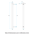 UVS900HBR Brushed Round Non-Heated Vertical Single Towel Rail