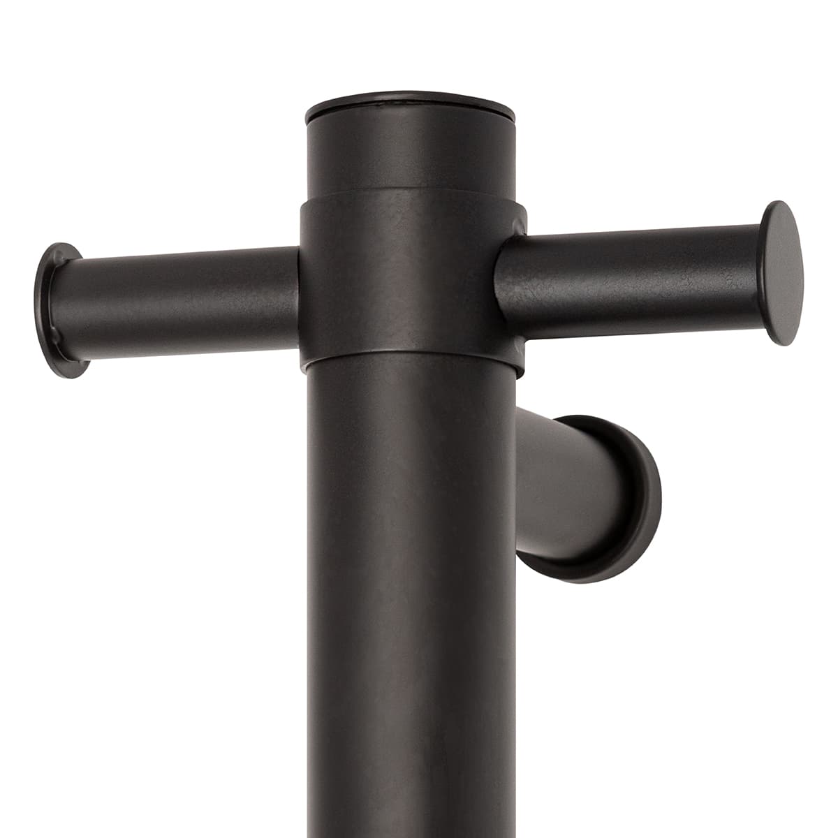 UVS900HB Matt Black Round Non-Heated Vertical Single Towel Rail