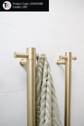 VS900HBB Brushed Brass Round Vertical Single Heated Towel Rail