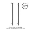 VS900HBGM Brushed Gun Metal Round Vertical Single Heated Rail