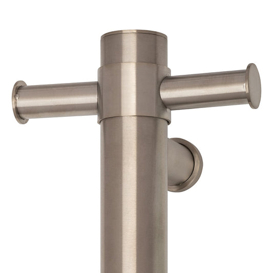 VS900HBN Brushed Nickel Straight Round Vertical Single Heated Towel Rail