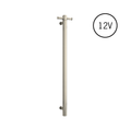VS900HBN Brushed Nickel Straight Round Vertical Single Heated Towel Rail