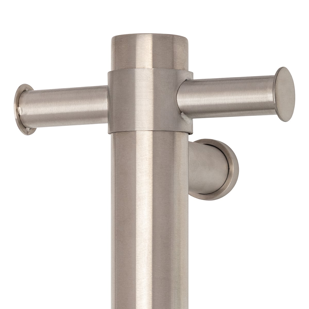 UVS900HBR Brushed Round Non-Heated Vertical Single Towel Rail