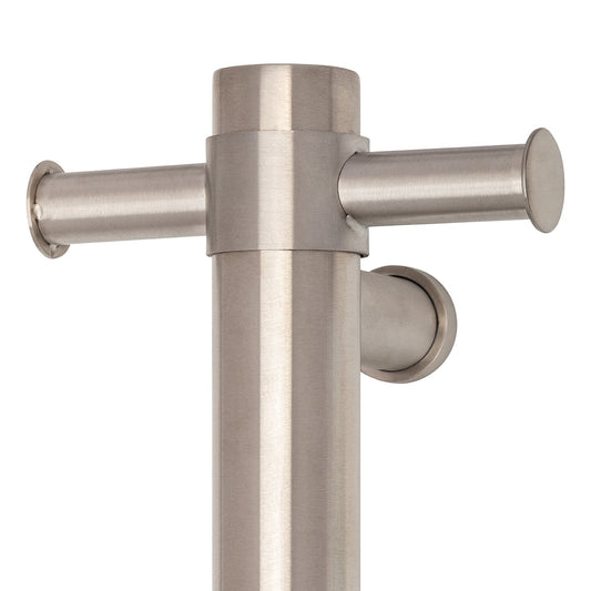 VS900HBR Brushed Round Vertical Single Heated Towel Rail