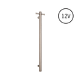 VS900HBR Brushed Round Vertical Single Heated Towel Rail