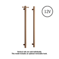 VS900HBZ Brushed Bronze Round Vertical Heated Rail