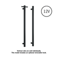 VS900HB Matt Black Round Vertical Single Heated Rail