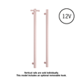 VS900HDP Dusty Pink Straight Round Vertical Single Heated Towel Rail