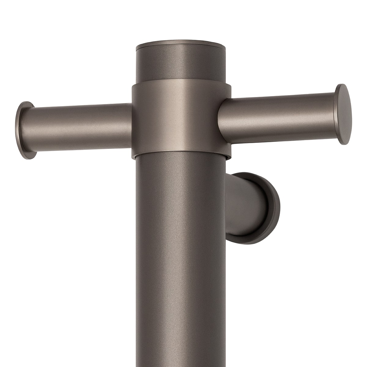 VS900HGM Gun Metal Straight Round Vertical Single Heated Towel Rail