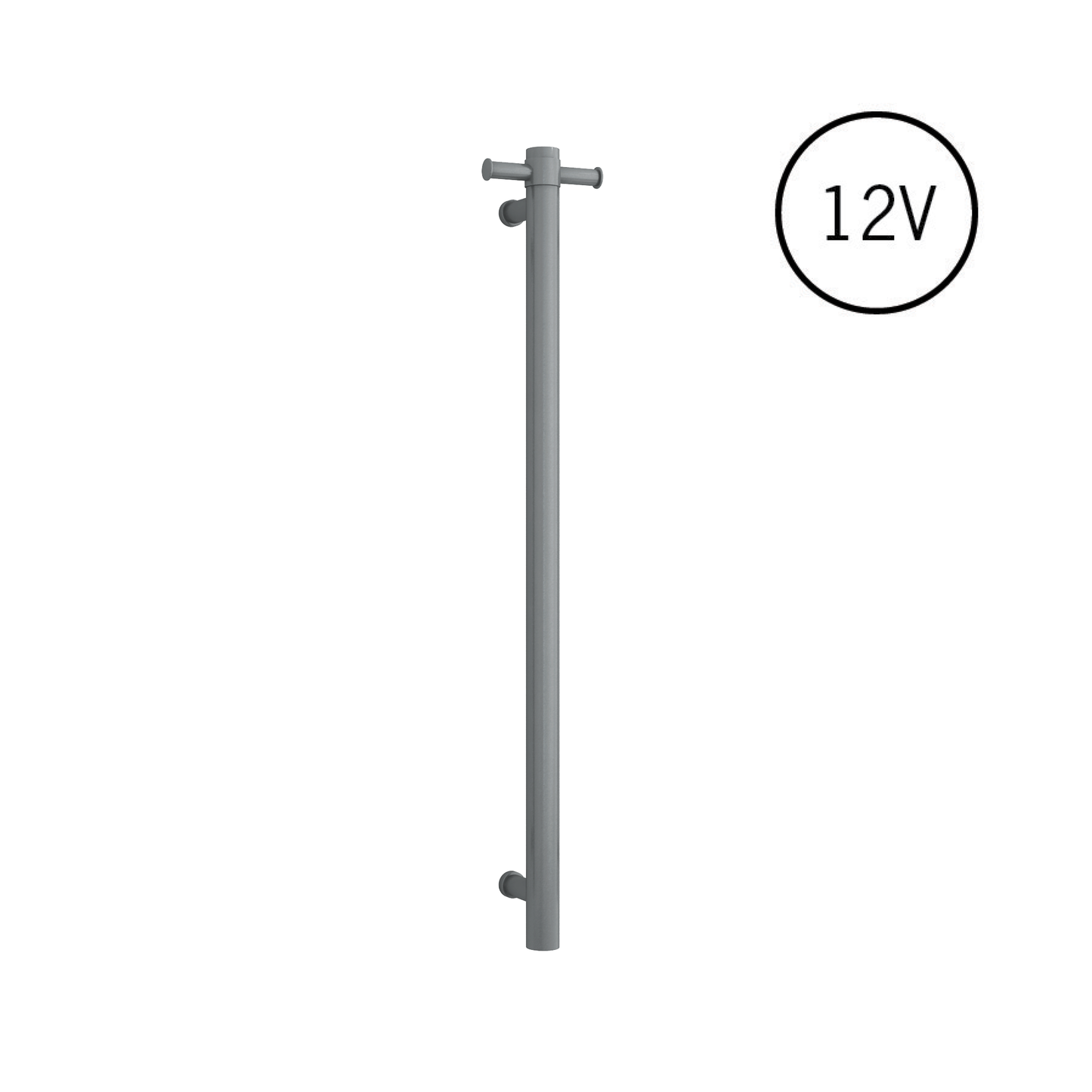 VS900HGM Gun Metal Straight Round Vertical Single Heated Towel Rail
