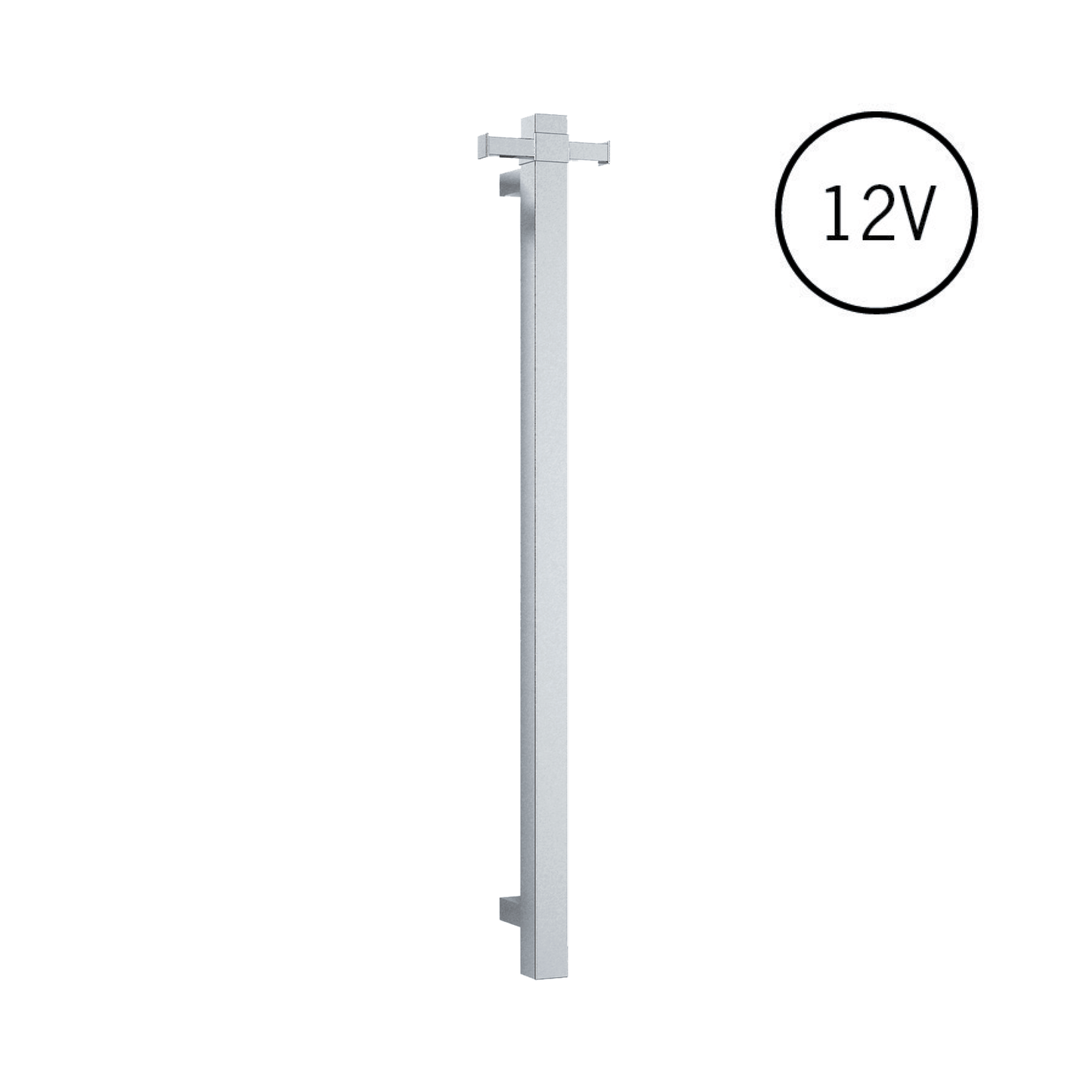 VS900SH Square Vertical Single Bar Polished Heated Towel Rail