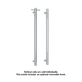 VSH900H Round 240Volt Vertical Single Polished Heated Towel Rail