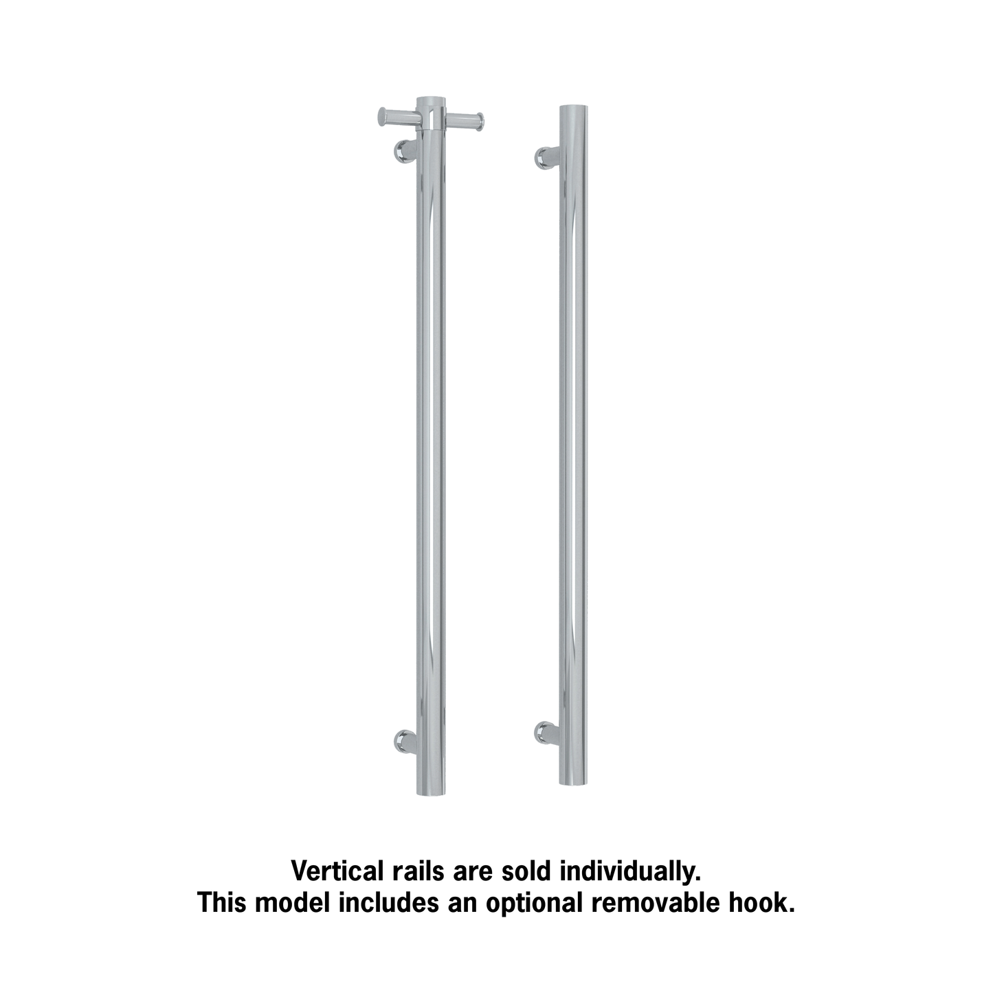 VSH900H Round 240Volt Vertical Single Polished Heated Towel Rail