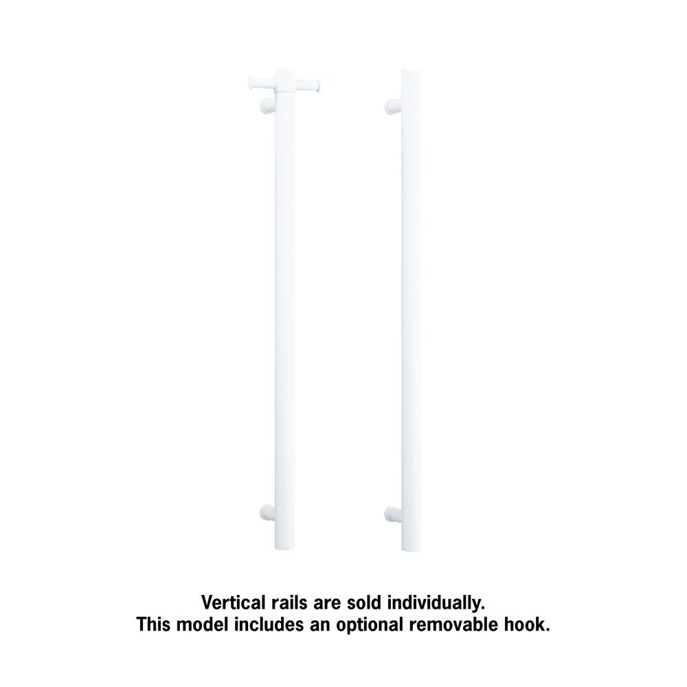 VSH900HMW Matt White Round 240Volt Vertical Single Heated Rail