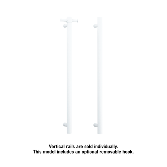 VSH900HMW Matt White Round 240Volt Vertical Single Heated Rail