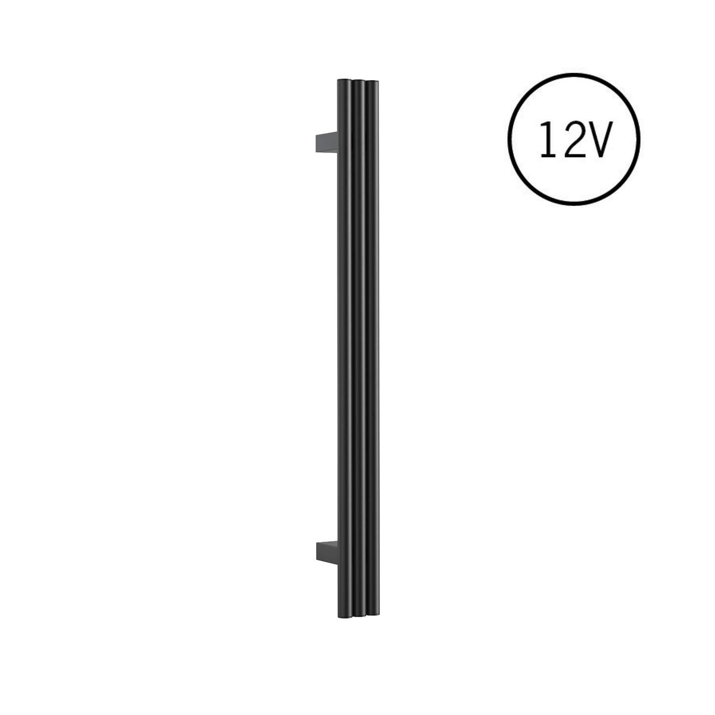 VW900B Matt Black Triple Tube Vertical Single Heated Towel Rail