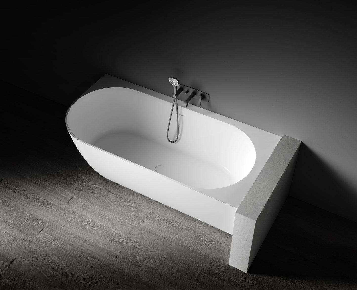 Bianca VX90-1500 Corner Back to Wall Stone Bath Right Hand with Overflow